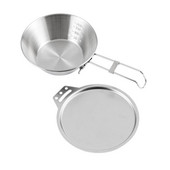 Titāna bļoda ar salokāmu rokturi āra kempingiem, pārgājieniem, piknikam, nerūsējošā tērauda bļodām