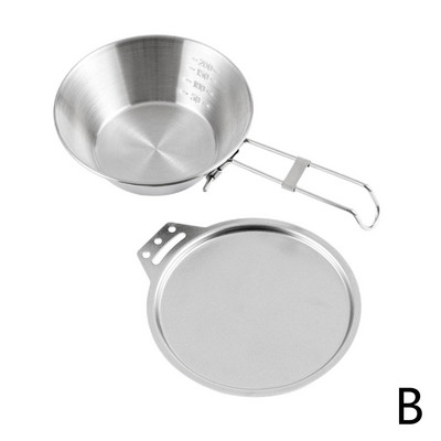 Titāna bļoda ar salokāmu rokturi āra kempingiem, pārgājieniem, piknikam, nerūsējošā tērauda bļodām