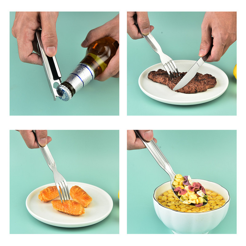 Utazási evőeszközök Rozsdamentes acél Összecsukható evőeszközök Kemping Villa Kés Túlélő Evőeszközök Turisztikai Kanál Kemping Evőeszközök Kések Főzés