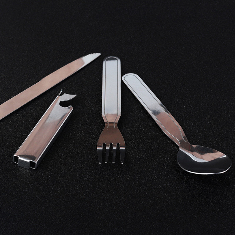 Utazási evőeszközök Rozsdamentes acél Összecsukható evőeszközök Kemping Villa Kés Túlélő Evőeszközök Turisztikai Kanál Kemping Evőeszközök Kések Főzés