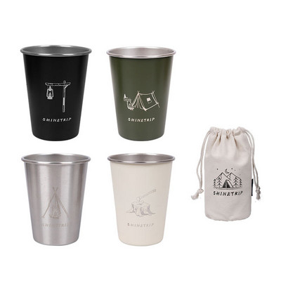 4 gab. Nerūsējošā tērauda kempinga krūzes komplekts 350 ml āra ceļojumu kafijas tase alus karstajiem dzērieniem krūze ūdens pudele dzērienu trauki ar maisiņu