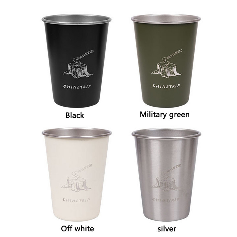 4 gab. Nerūsējošā tērauda kempinga krūzes komplekts 350 ml āra ceļojumu kafijas tase alus karstajiem dzērieniem krūze ūdens pudele dzērienu trauki ar maisiņu