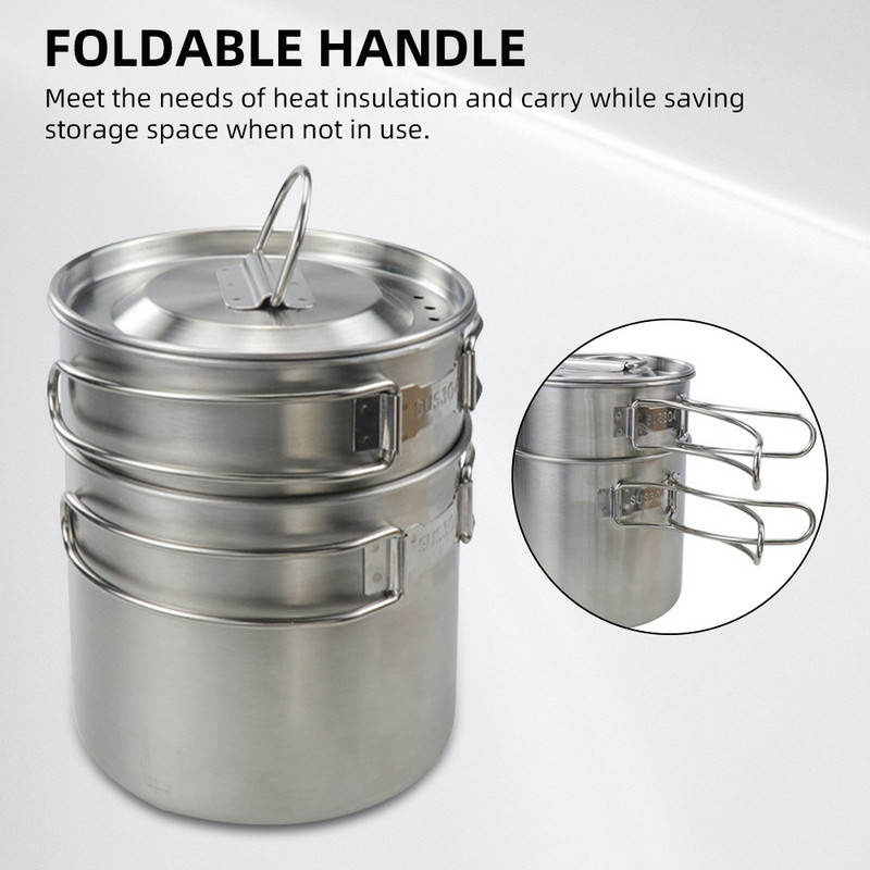 Komplekts ar 2 sakraujamām kempinga krūzēm nerūsējošā tērauda kempinga krūzes kafijas krūze ar salokāmu rokturi āra makšķerēšanai