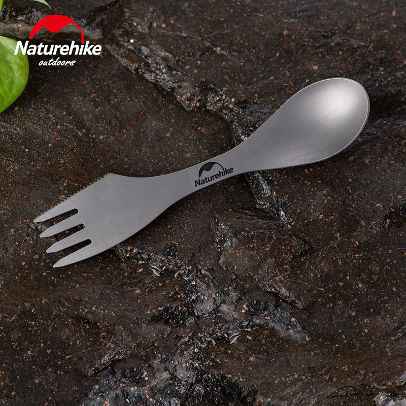 Naturehike āra kempinga galda piederumu komplekts titāna viegls pārnēsājams piknika grilēšanas karotes dakšas nazis 3 vienā galda piederumu komplekts vakariņām