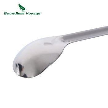 Boundless Voyage Титаниева лъжица с дълга дръжка Spork Къмпинг прибори за хранене с полирана купа Преносими прибори за хранене Леки съдове за хранене