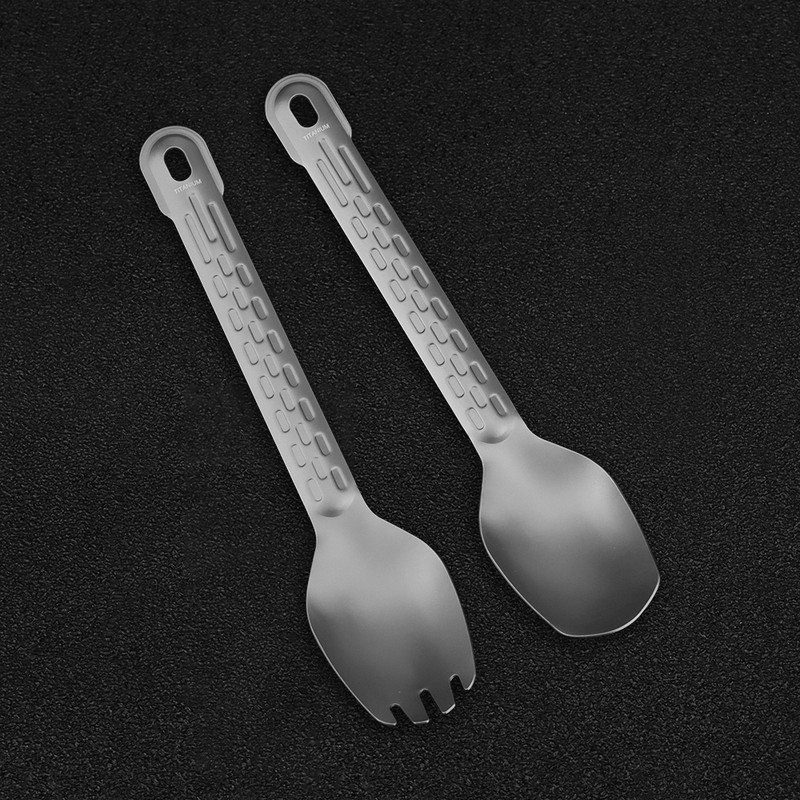 Desszert saláta villa kanál titán étkészlet piknik edények kanál villa kültéri kemping kellékek