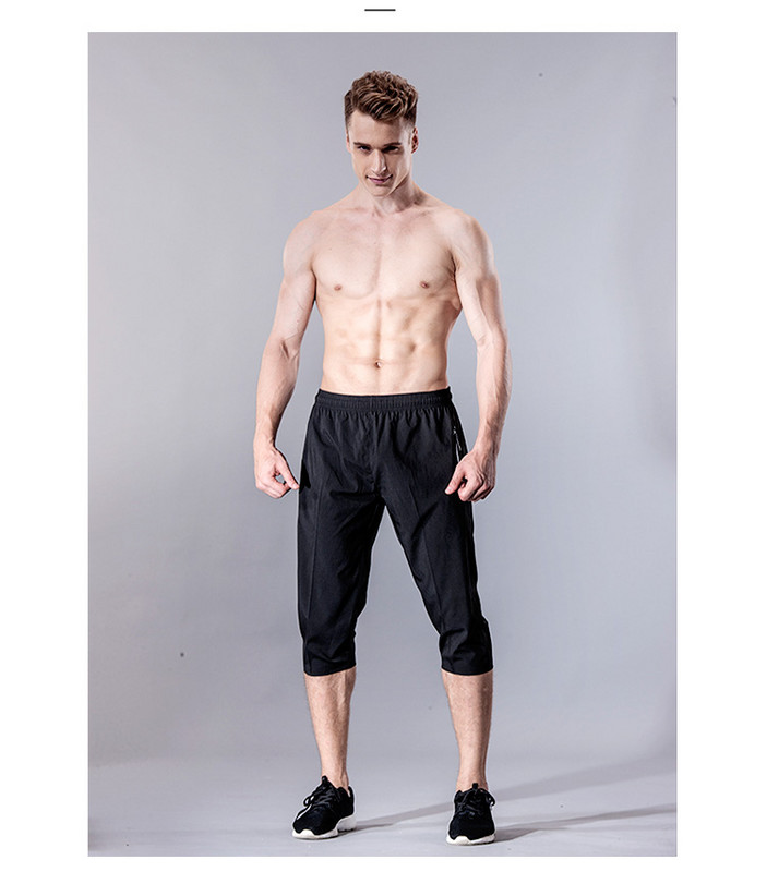 Augstas kvalitātes 3/4 basketbola bikses Septiņu punktu basketbola šorti Vīriešu plānās bikses vienkrāsainas melnas ātri izžūstoša kabata