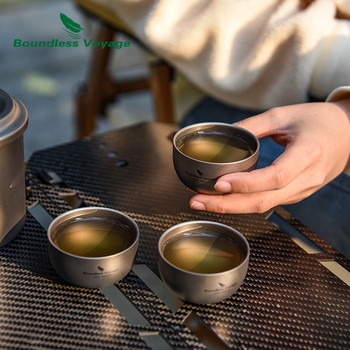 Boundless Voyage Titanium Double Wall Cup Mini Tea Cup Sake Cup Κούπα για υπαίθριο κάμπινγκ Φλιτζάνια καφέ Ελαφρύ ποτό 40ml