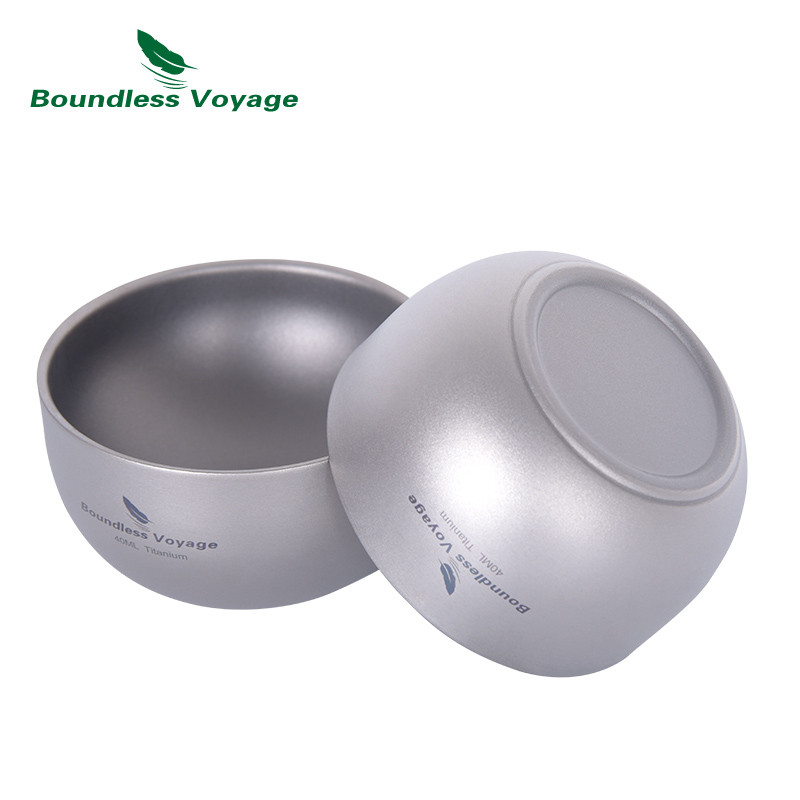 Boundless Voyage Titanium Double Wall Cup Mini Arbatos puodeliai Sake Puodelis Lauko Kempingo Puodelis Kavos Puodeliai Lengvi gėrimai 40ml