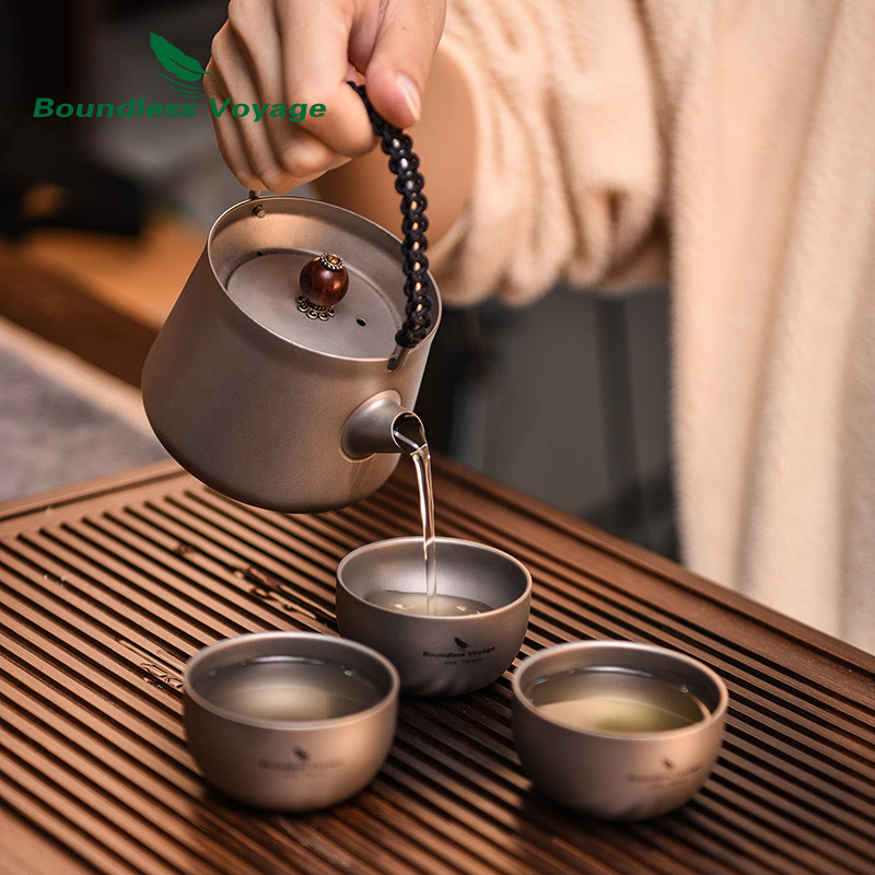 Boundless Voyage Titanium Double Wall Cup Mini Arbatos puodeliai Sake Puodelis Lauko Kempingo Puodelis Kavos Puodeliai Lengvi gėrimai 40ml