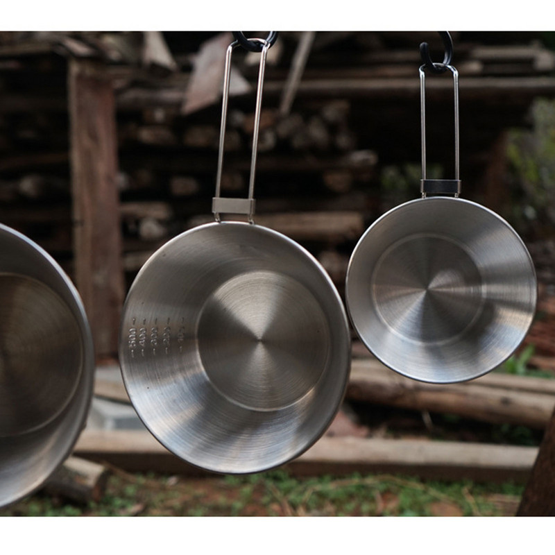 550 ml Vanjsko kampiranje Sklopive zdjele s ručkom Sklopiva zdjela od nehrđajućeg čelika Planinarenje Piknik Sierra Cup Zdjela Posuđe s vrećicom