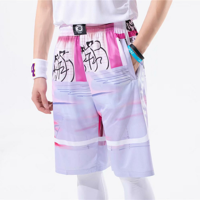 Asmenybė Madingi krepšinio šortai suaugusiems Su užtrauktuku užsegamos kišenės Sportiniai šortai Treniruotės Fitnesas Bėgimo lenta Skaitmeninės spaudos trumpos kelnės