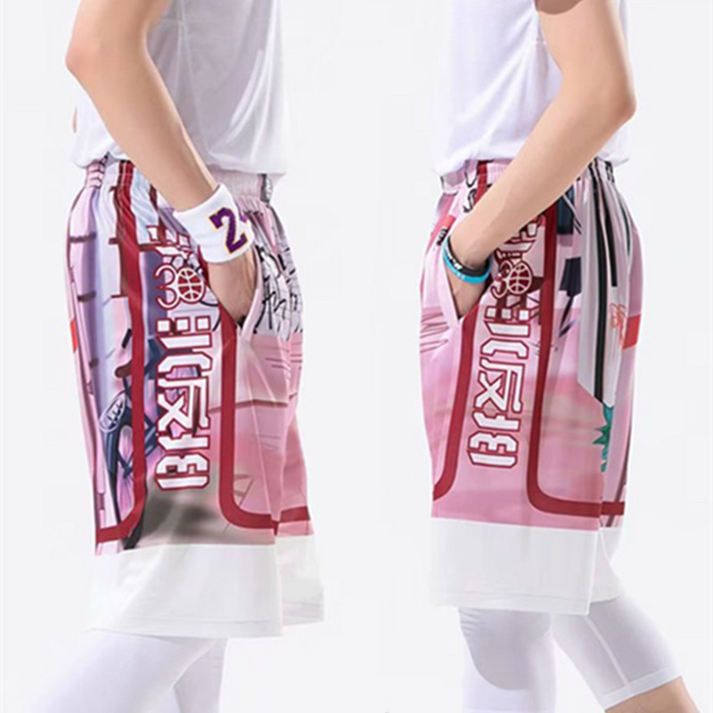 Asmenybė Madingi krepšinio šortai suaugusiems Su užtrauktuku užsegamos kišenės Sportiniai šortai Treniruotės Fitnesas Bėgimo lenta Skaitmeninės spaudos trumpos kelnės