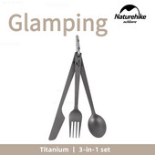 Naturehike titāna galda piederumi nazis dakša karote kempings pārgājienu pikniks īpaši viegls āra pārnēsājams augstas stiprības 3 vienā pārtikas galda piederumi