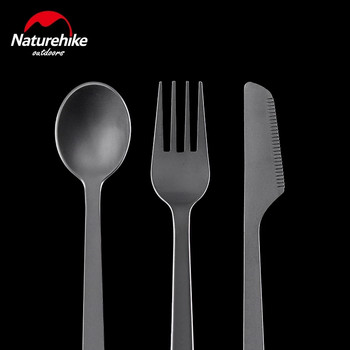 Naturehike Титаниеви прибори за хранене, нож, вилица, лъжица, къмпинг, туризъм, пикник, ултралек, преносим високоздрав 3 в 1 сервиз за храна