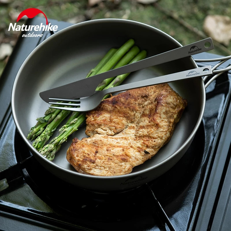 Naturehike titāna galda piederumi nazis dakša karote kempings pārgājienu pikniks īpaši viegls āra pārnēsājams augstas stiprības 3 vienā pārtikas galda piederumi