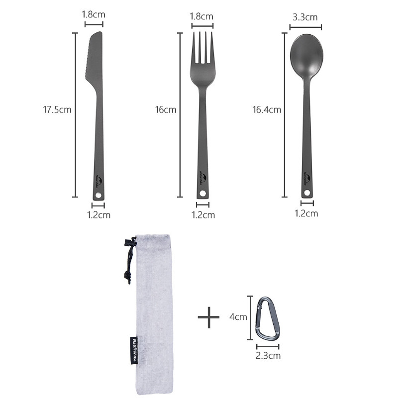 Naturehike titāna galda piederumi nazis dakša karote kempings pārgājienu pikniks īpaši viegls āra pārnēsājams augstas stiprības 3 vienā pārtikas galda piederumi