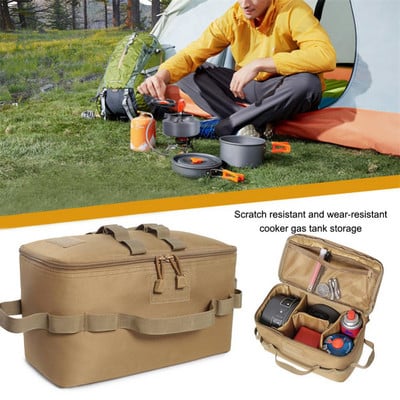 Outdoor Camping Gas Tank Storage Bag Large Capacity Ground Nail Bag Gas Canister Picnic Cookware Kit Organizer Cooking Supplies