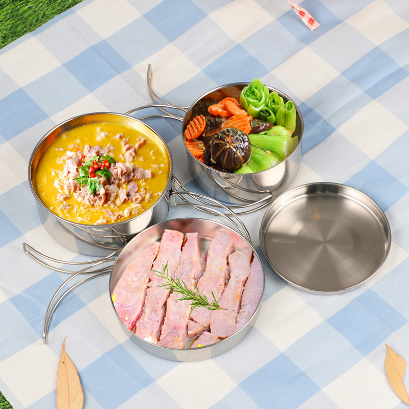 Āra nerūsējošā tērauda kempinga trauku komplekts kempinga bļoda āra bļodu komplekts Pārgājieni ar mugursomu gatavošanas pikniks