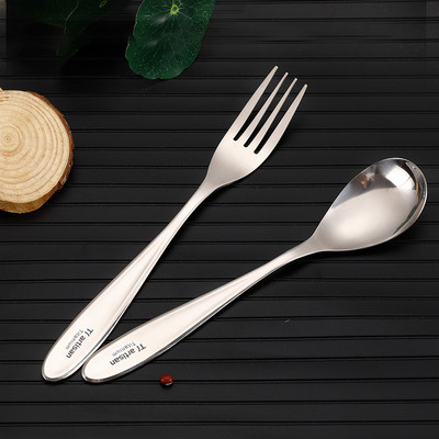 Tiartisan Pure Titanium Spoon Vilica Комплект прибори за хранене Леки прибори за вечеря Пикник на открито Полирана лъжица Vilica Ta8118P