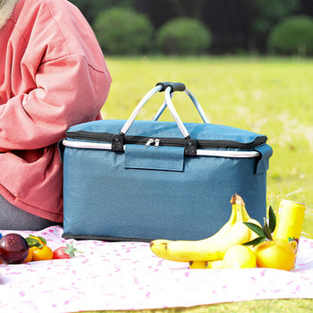 Сгъваема кошница за пазаруване Хладилна чанта за къмпинг Обяд Напитка Запазване на топлината Плажно училище Чанта за пикник Къмпинг Съхранение за 2-8 души