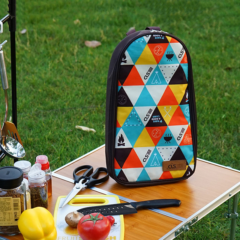 Pārnēsājami virtuves piederumi āra griešanas dēļu soma Etniskā stila kempinga rokassomiņa Lāpstiņa Gaļas dakša uzglabāšanas soma Piknika grozs
