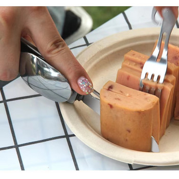 EDC външен многофункционален сгъваем прибор за къмпинг преносим нож за хранене вилица лъжица бутилка къмпинг на открито