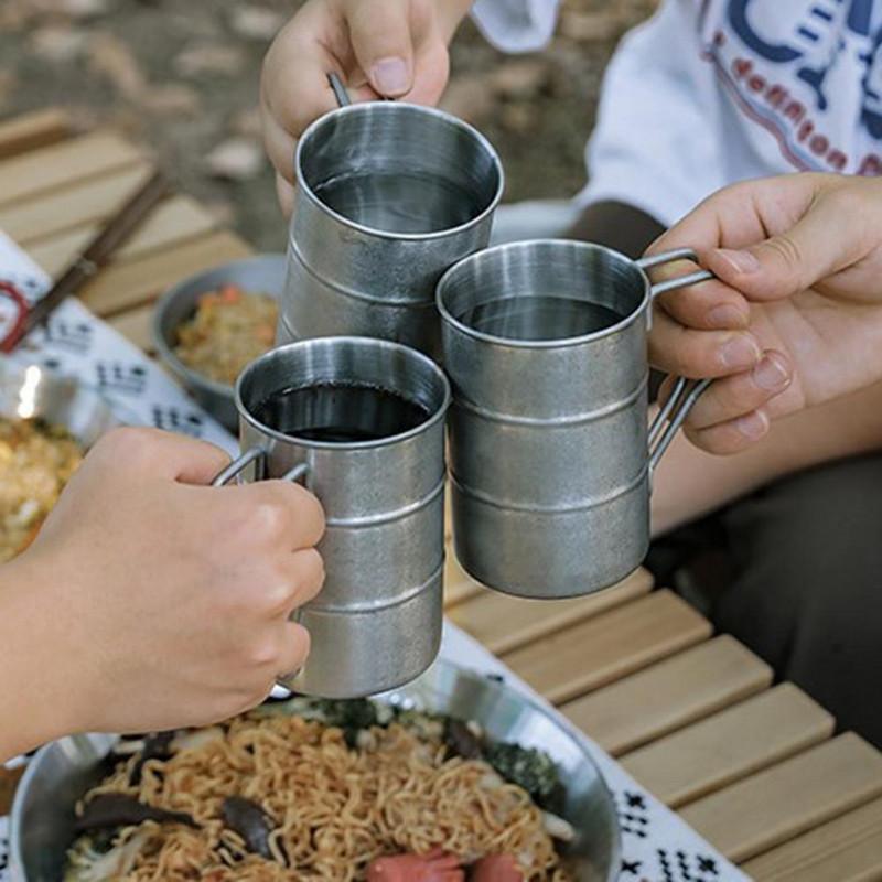 Camping Cup Törhetetlen 304 Rozsdamentes Acél Kávé Sör Vizes Bögre Természettúra Turizmus Utazás Piknik Hordozható bögre edények