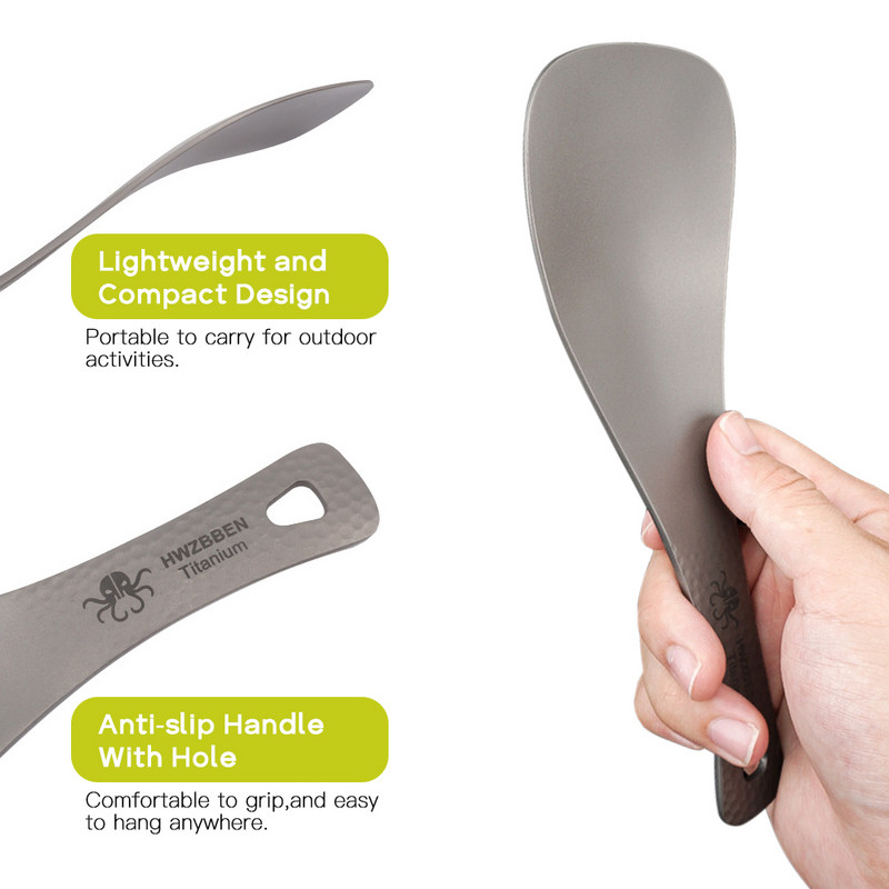 Viegli titāna rīsu karote, ķemmēšanas karote, āra galda piederumi mājas āra kempingam pārgājienu piknikam