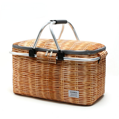 Izolirana košara za piknik Prijenosne sklopive torbe za namirnice Nepropusni hladnjak s aluminijskom ručkom Kampiranje putovanja velikog kapaciteta