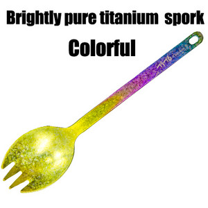 TiTo lauko stovyklavimo titano Spork 1,5 mm Itin lengvas titano šaukštas ilgos rankenos šaukštas lauko stovyklavimo piknikui Titano šakutė
