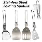 Nerūsējošā tērauda saliekamā lāpstiņa Ēdiena virpotājs cepšanas lāpsta bārbekjū trauki piknika trauki ceļojumiem āra kempingiem gatavošanas piederumi