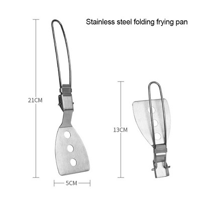 Nerūsējošā tērauda saliekamā lāpstiņa Ēdiena virpotājs cepšanas lāpsta bārbekjū trauki piknika trauki ceļojumiem āra kempingiem gatavošanas piederumi
