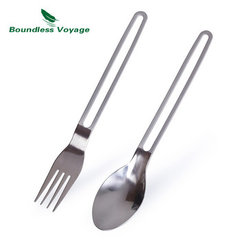 Setless Voyage Camping Titanium Spoon Fork Chopsticks Φορητά επιτραπέζια σκεύη εξωτερικού χώρου Μαχαιροπίρουνα μαχαιροπήρουνων με γάντζο