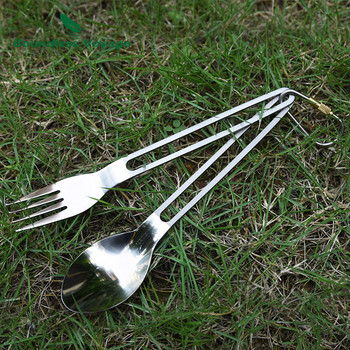 Setless Voyage Camping Titanium Spoon Fork Chopsticks Φορητά επιτραπέζια σκεύη εξωτερικού χώρου Μαχαιροπίρουνα μαχαιροπήρουνων με γάντζο