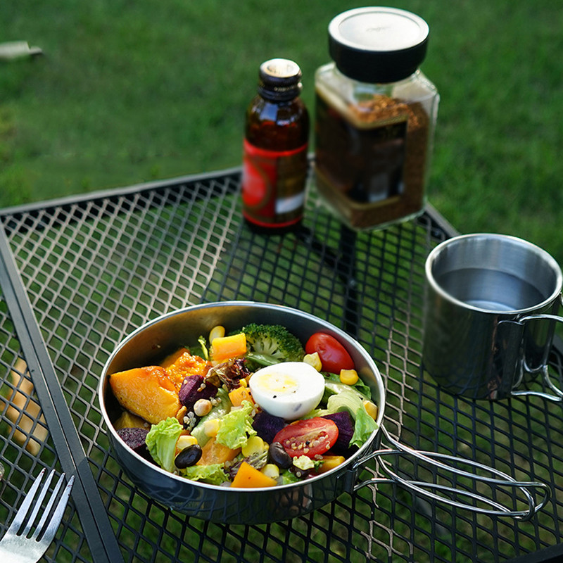 5db kemping edénykészlet kültéri hordozható piknik edénykészlet rozsdamentes acél utazási étkészlet főzőedény edények serpenyő