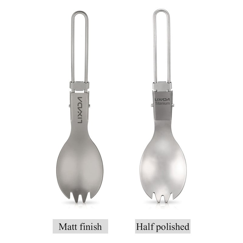 Lixada Camping Sulankstomas titano šaukštas Spork stovyklavimo stalo reikmenys iškylų šaukštas lauke lengvi stalo reikmenys žygių kempingas