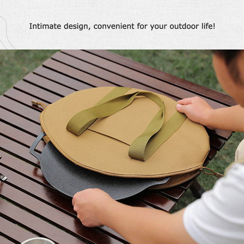 Lauko kempingas Ketaus keptuvės laikiklis, krepšys, nešiojamasis virtuvės reikmenys, kepsninės lėkštės padėklas, keptuvė, geležinis puodas