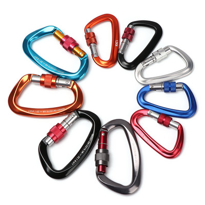 12/25KN Professional Carabiner Climbing Key Hooks High Quality D Shape Aluminum Security Master Lock Outdoor Ascend Tool