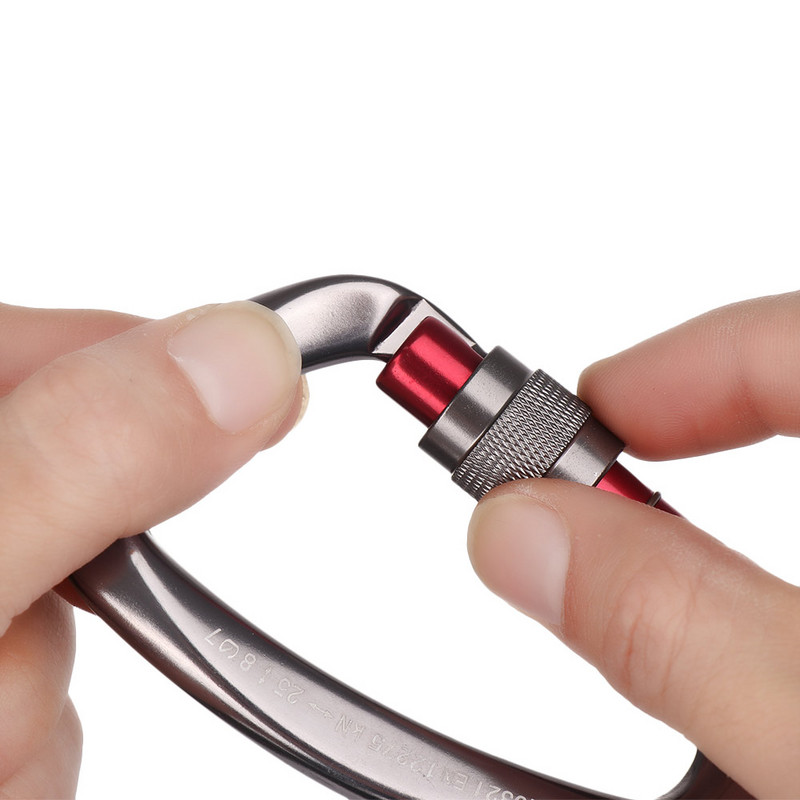 12/25KN Profesionāls karabīnes kāpšanas atslēgu āķi Augstas kvalitātes D formas alumīnija drošības galvenais slēdzenes āra pacelšanās rīks