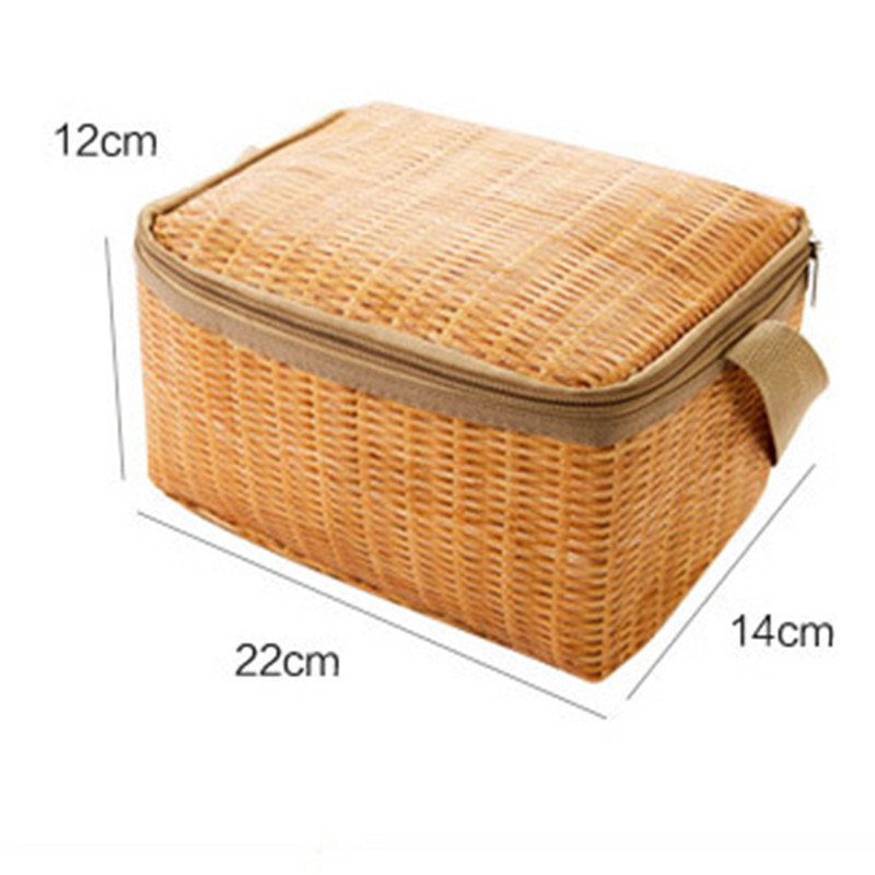 Nešiojamas pinti rotango lauko iškylų maišas, atsparus vandeniui indams, izoliuotas terminis aušintuvas maisto konteinerių krepšelis stovyklavimo iškylai