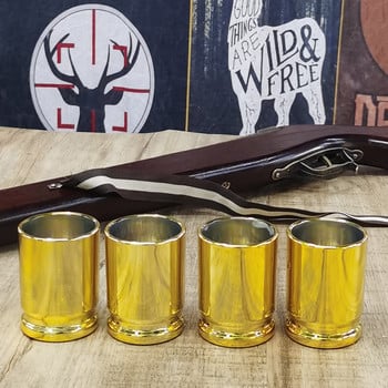 Σετ 2 ή 4 τμχ Πλαστικό 50 Caliber Golden Shiny Surface Bullet Drinking Cup Shot Glass Αδιαφανής Κούπα Winegglass Νέο Δώρο