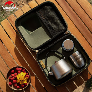 Naturehike Outdoor 250ml чист титаниев сервиз за чай Топлоизолация Преносим мини 4+1 чаена чаша Чайник Чаша за вода Риболовен пикник