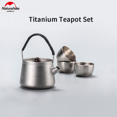 Naturehike Outdoor 250 ml puhtast titaanist teekomplekt soojusisolatsiooniga kaasaskantav mini 4+1 teetassiga teekann veetassiga kalapüügipiknik