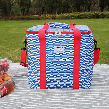 Външна изолирана охладителна чанта за обяд Голям капацитет, устойчива на течове, плодове, напитки, охладител, чанта с цип за пикник на открито, плаж