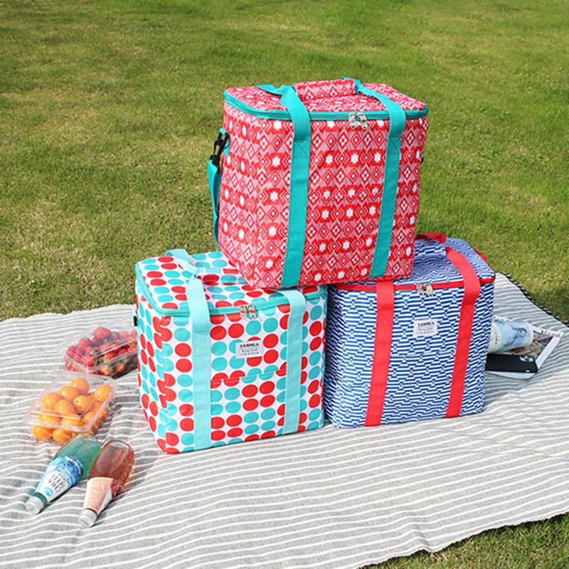 Āra izolēts dzesētājs pusdienu soma liela ietilpība necaurlaidīga augļi, dzērieni, dzesētājs ar rāvējslēdzēju, kas paredzēts ceļojumiem brīvā dabā pludmalē