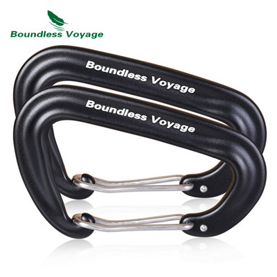 Boundless Voyage 12KN laipiojimo karabinai, didelio našumo D tipo segtukai, aliuminio lydinio kablys hamakams stovyklavimui