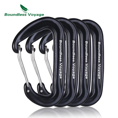 Boundless Voyage 12KN laipiojimo karabinai, didelio našumo D tipo segtukai, aliuminio lydinio kablys hamakams stovyklavimui