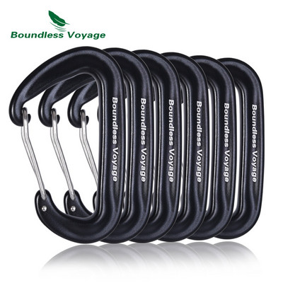 Boundless Voyage 12KN laipiojimo karabinai, didelio našumo D tipo segtukai, aliuminio lydinio kablys hamakams stovyklavimui