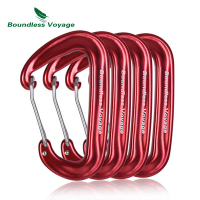 Boundless Voyage 12KN laipiojimo karabinai, didelio našumo D tipo segtukai, aliuminio lydinio kablys hamakams stovyklavimui